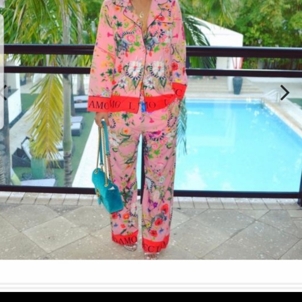 ISO Pink Floral Pants Suit